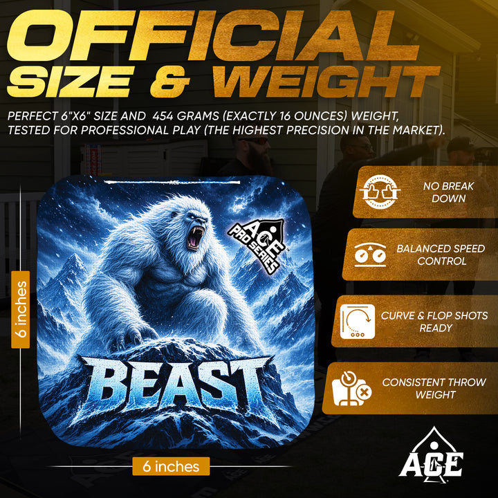 Beast Carpet White Yeti ACE Pro carpet bags official size and weight graphic