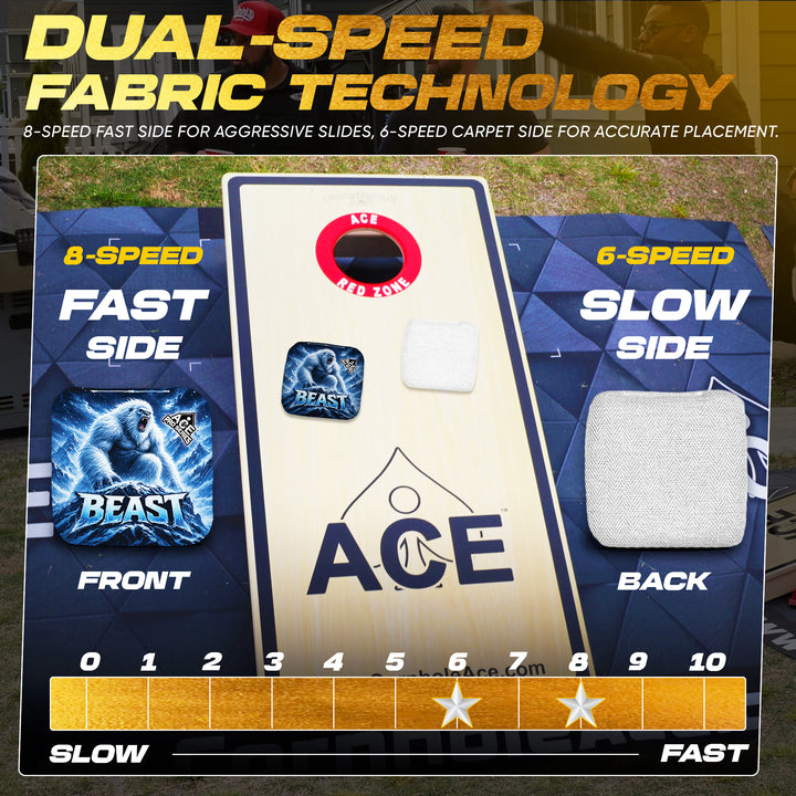 Beast Carpet White Yeti ACE Pro carpet cornhole bags dual speed fabric technology