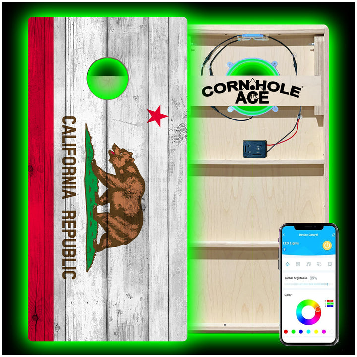 California State Flag - Cornhole Board Set - Professional - With Pro Light Kit