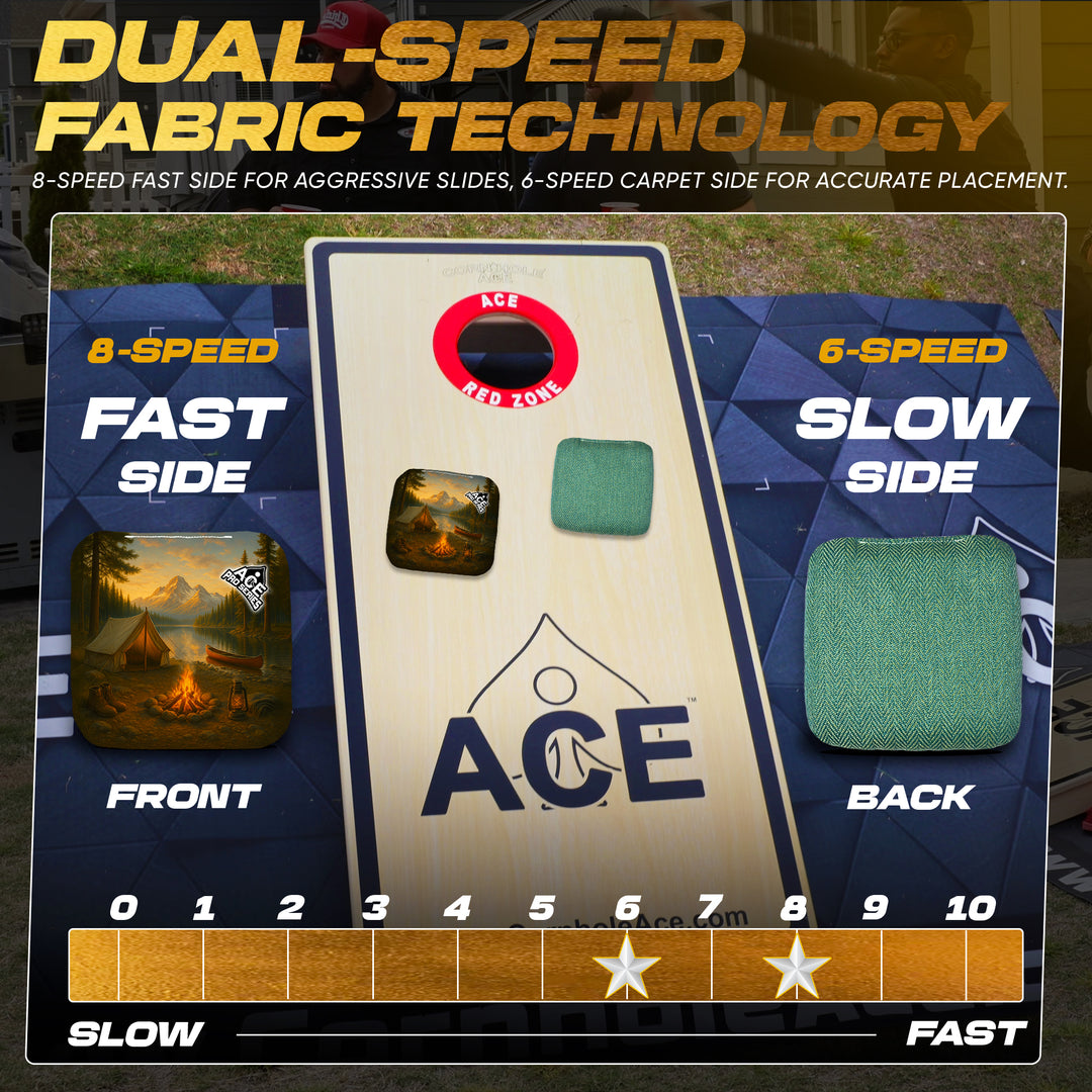 Campfire Calm - Green Carpet - ACE Pro Carpet Cornhole Bags