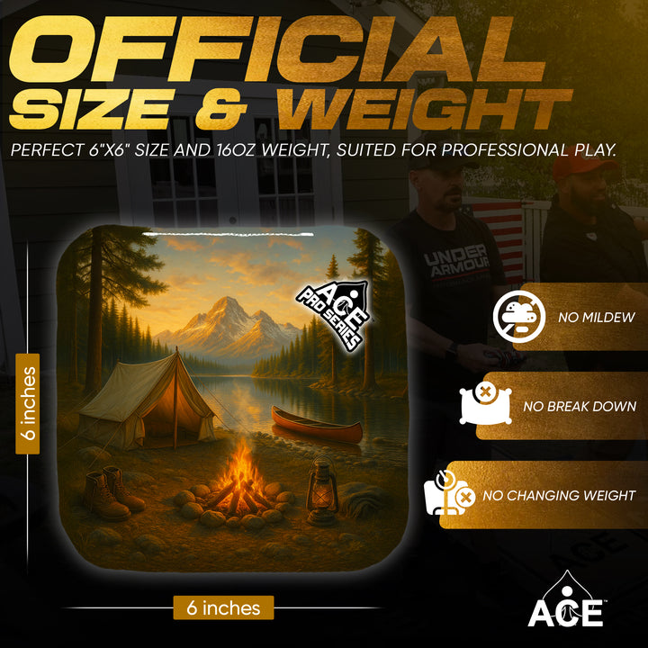 Campfire Calm - Green Carpet - ACE Pro Carpet Cornhole Bags