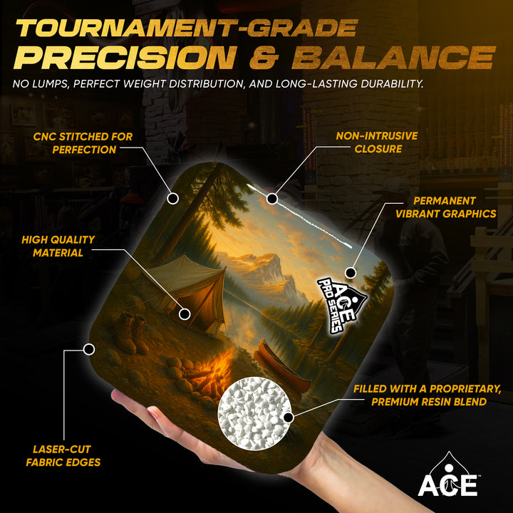 Campfire Calm - Green Carpet - ACE Pro Carpet Cornhole Bags