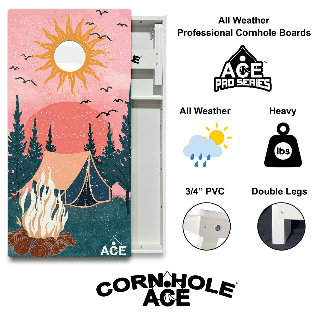 Camping Design - Cornhole Board Set - All Weather