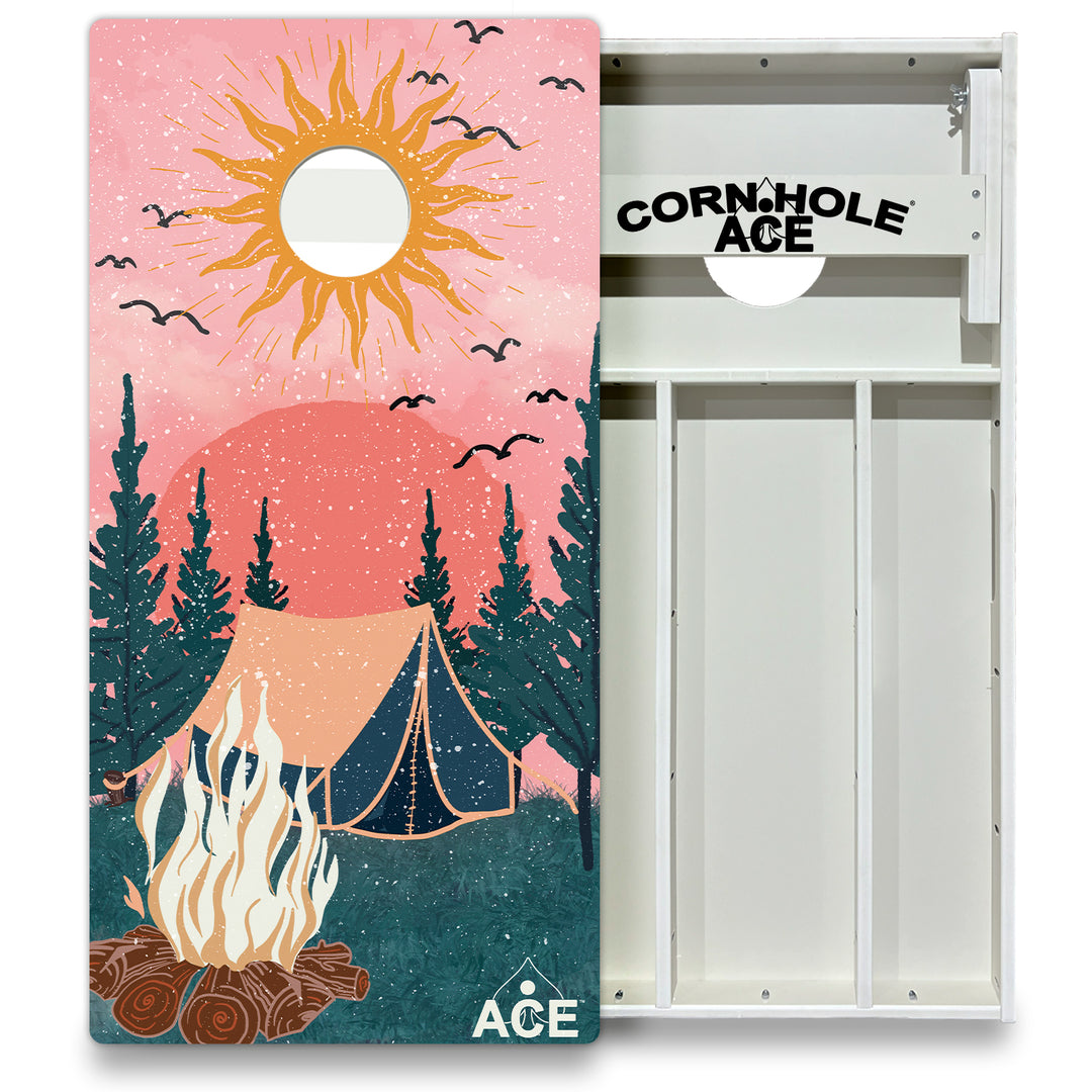 Camping Design Cornhole Board Set