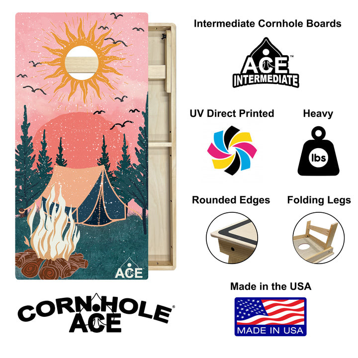 Camping Design - Cornhole Board Set - Intermediate