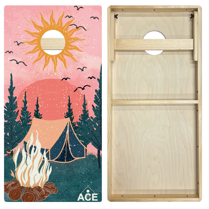 Camping Design - Cornhole Board Set - Intermediate