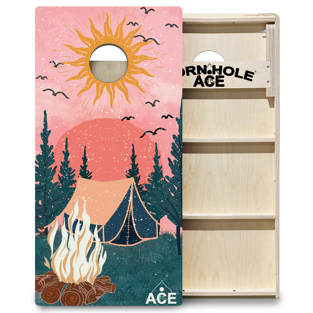 Camping Design Cornhole Board Set
