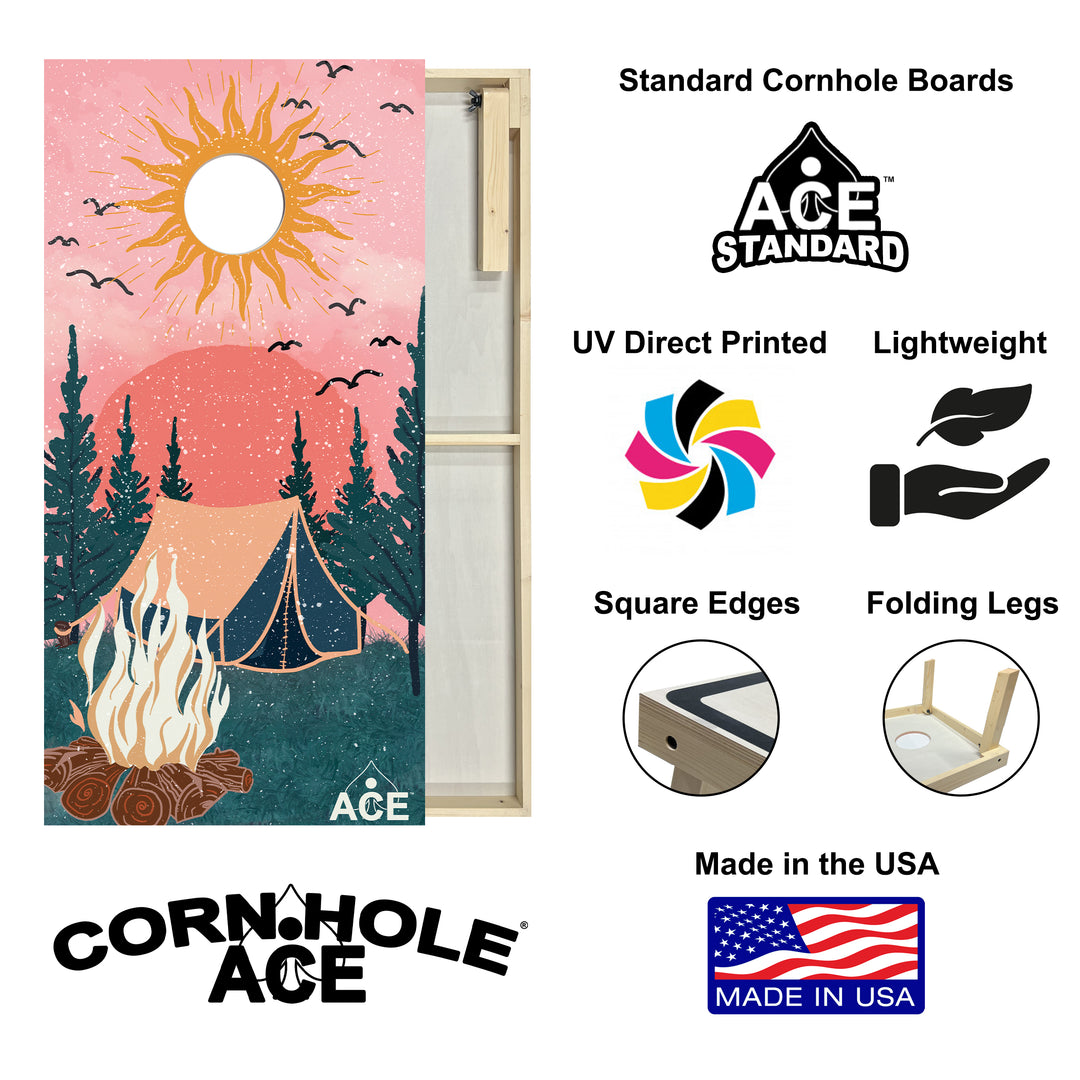 Camping Design - Cornhole Board Set - Standard