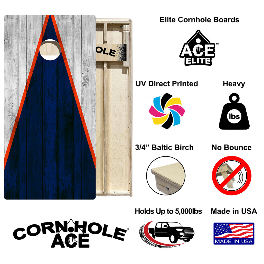 Chicago Tailgate Triangle Design (Blue and White) - Cornhole Board Set - Elite