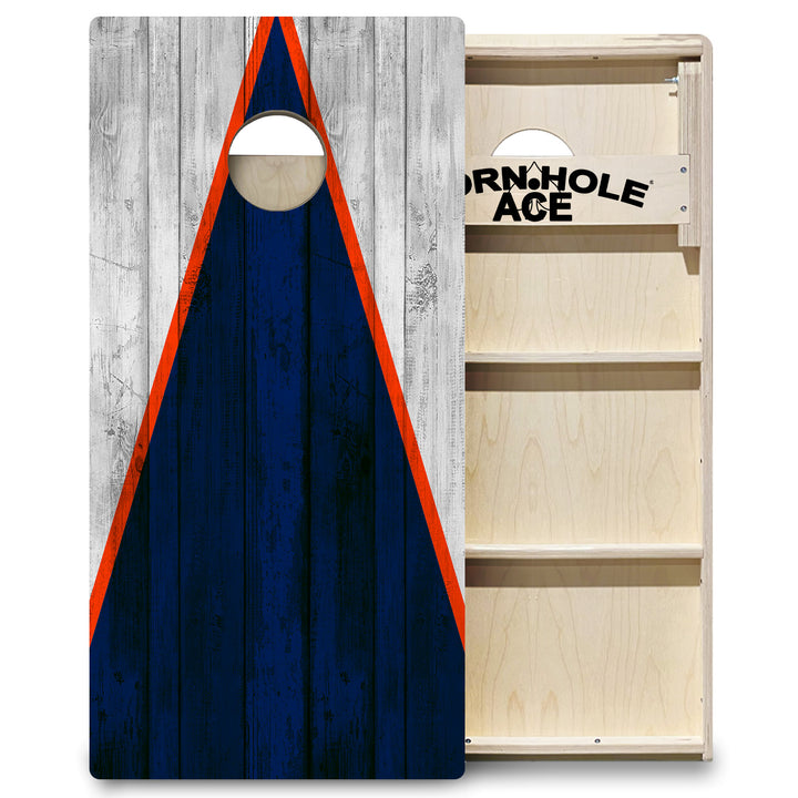 Chicago Tailgate Triangle Design (Blue and White) - Cornhole Board Set - Professional