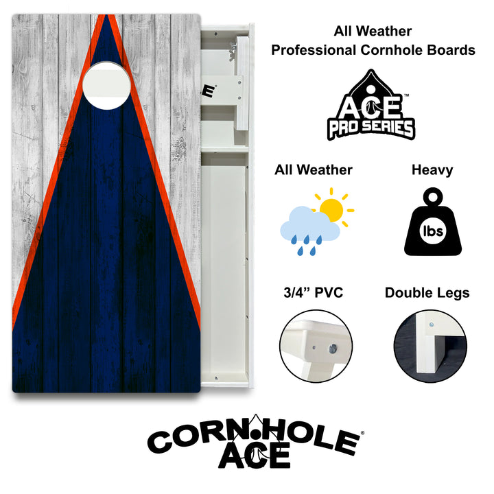 Chicago Tailgate Triangle Design (Blue and White) - Cornhole Board Set - All Weather