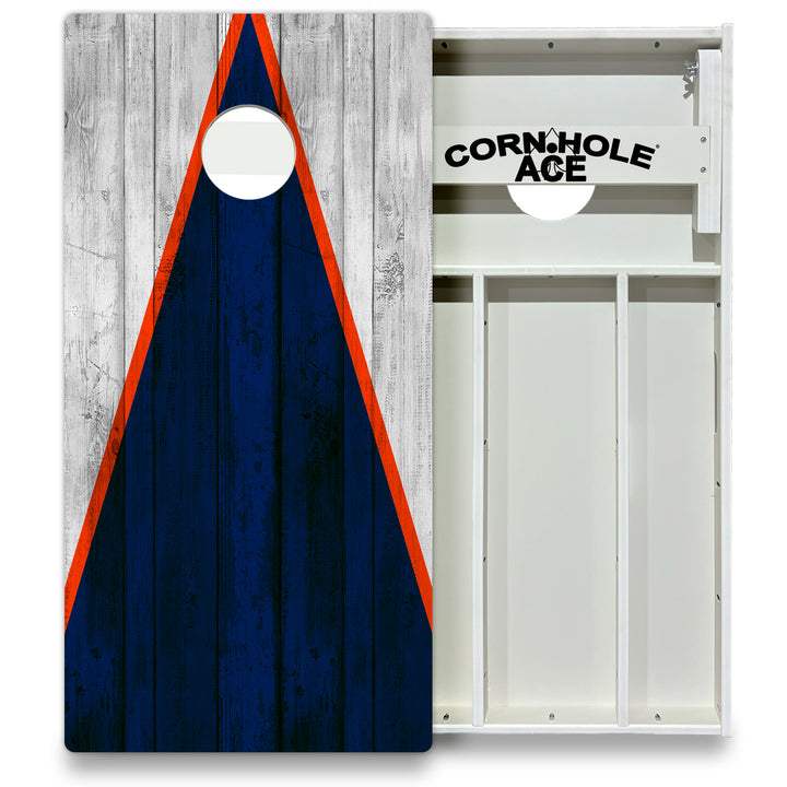 Chicago Tailgate Triangle Design (Blue and White) - Cornhole Board Set - All Weather