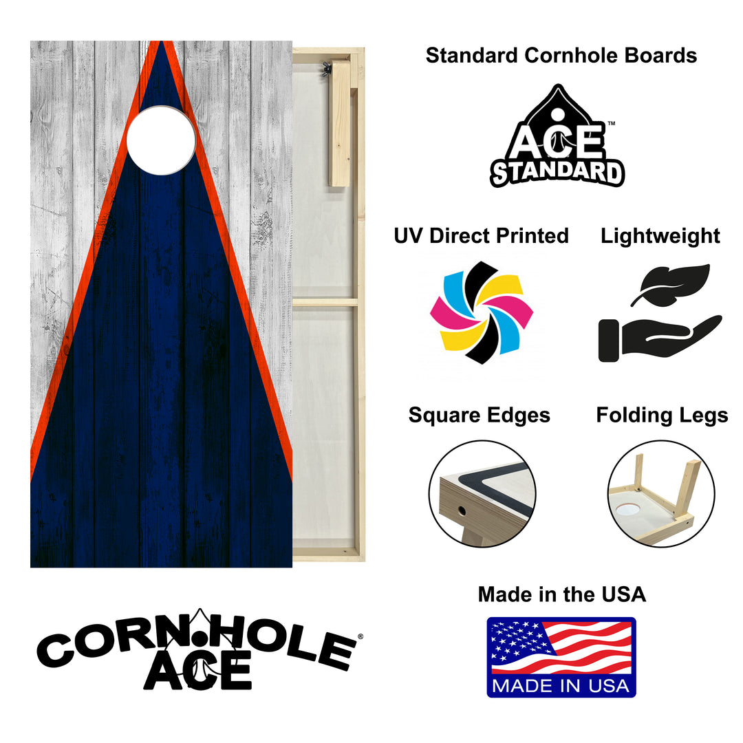 Chicago Tailgate Triangle Design (Blue and White) - Cornhole Board Set - Standard