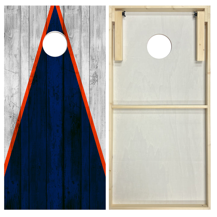 Chicago Tailgate Triangle Design (Blue and White) - Cornhole Board Set - Standard