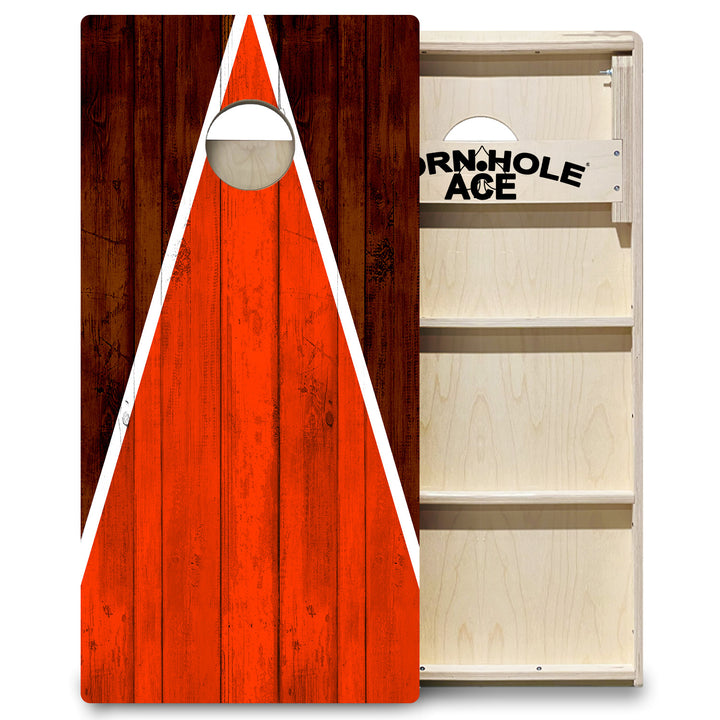 Cleveland Tailgate Triangle Design (Brown and Orange) - Cornhole Board Set - Professional