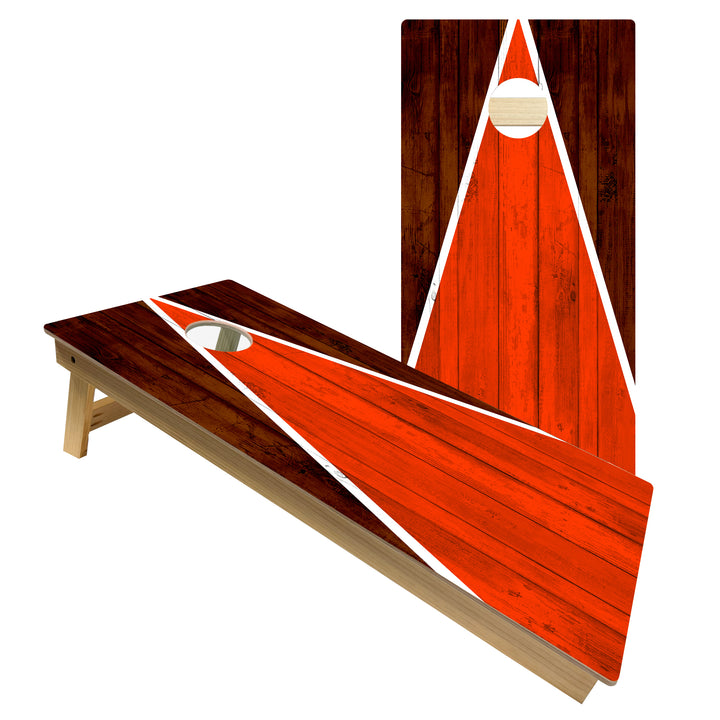 Cleveland Tailgate Triangle Design (Brown and Orange) - Cornhole Board Set - Intermediate