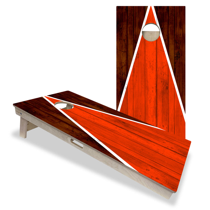 Cleveland Tailgate Triangle Design (Brown and Orange) - Cornhole Board Set - Professional