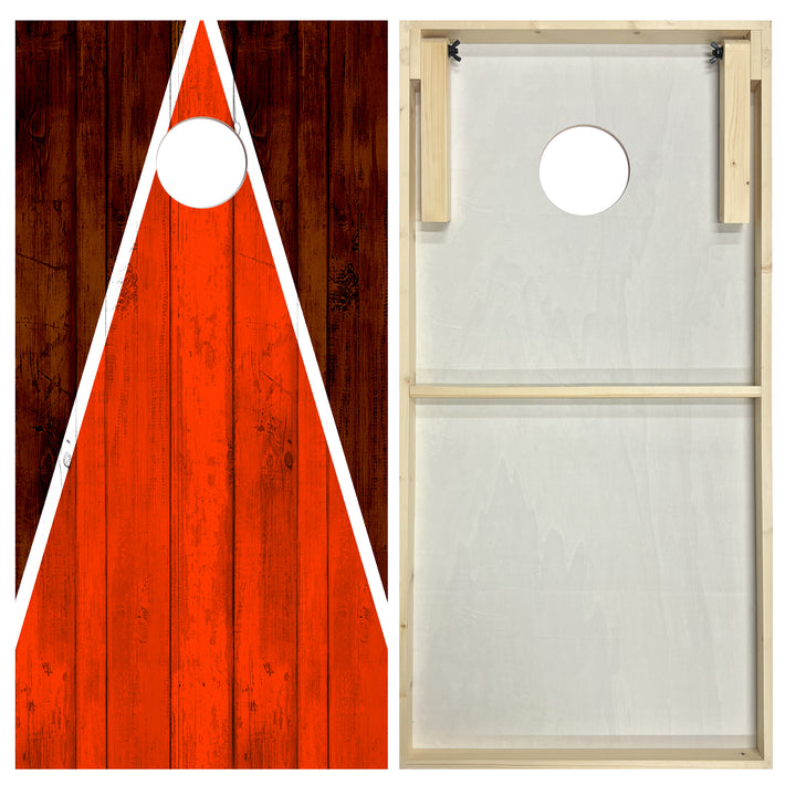 Cleveland Tailgate Triangle Design (Brown and Orange) - Cornhole Board Set - Standard