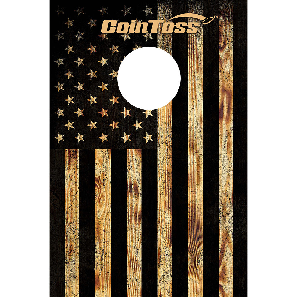 CoinToss Boards - USA Flag Burnt Wood