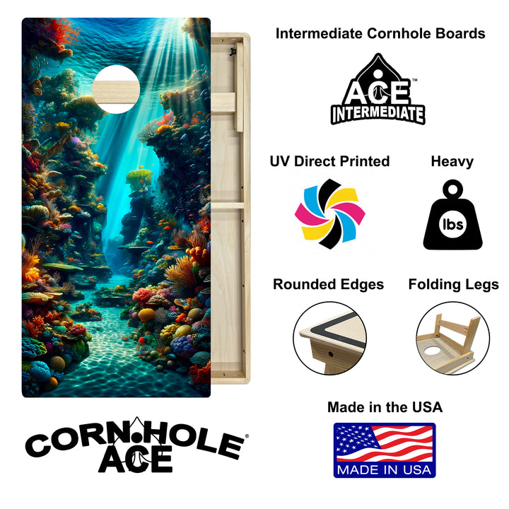 Coral Kingdom - Cornhole Board Set - Intermediate