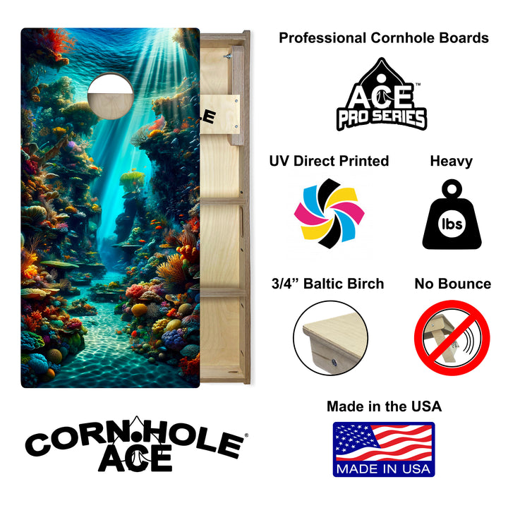 Coral Kingdom - Cornhole Board Set - Professional