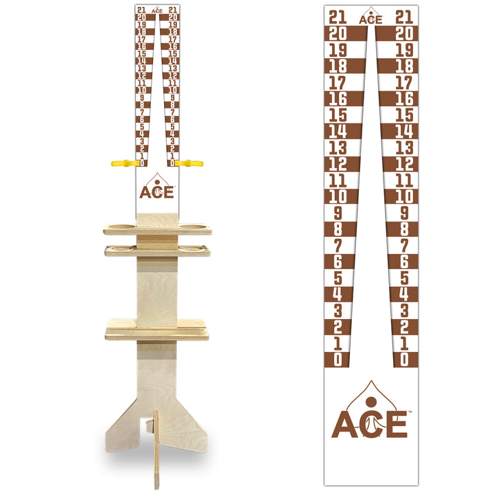 Elite Cornhole Scoreboard Triangle Edition (White/Brown)