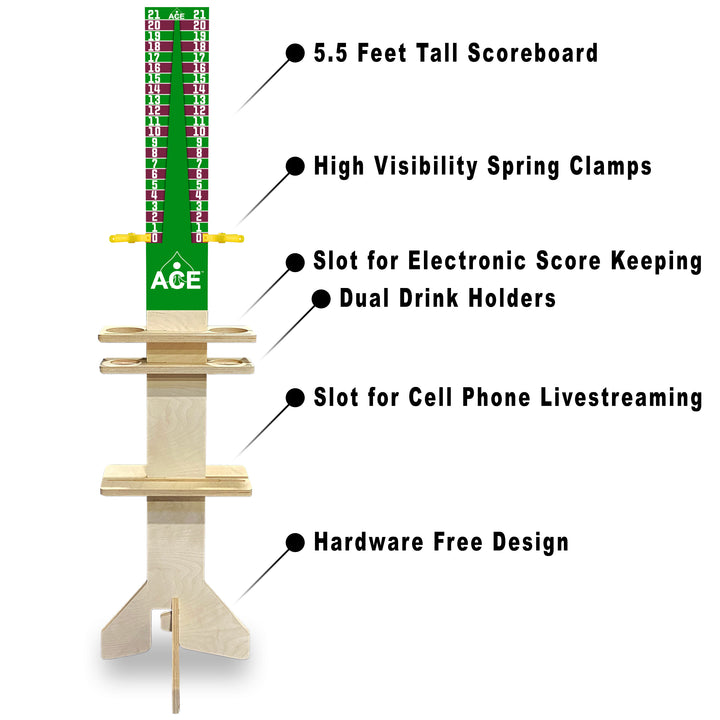 Elite Cornhole Scoreboard Triangle Edition (Green/Maroon)