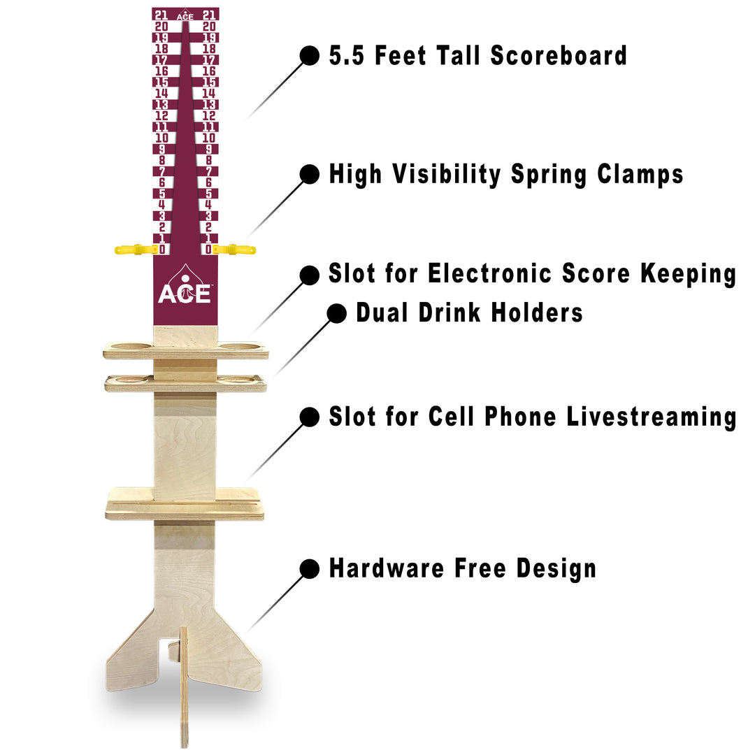 Elite Cornhole Scoreboard Triangle Edition (Maroon/White)