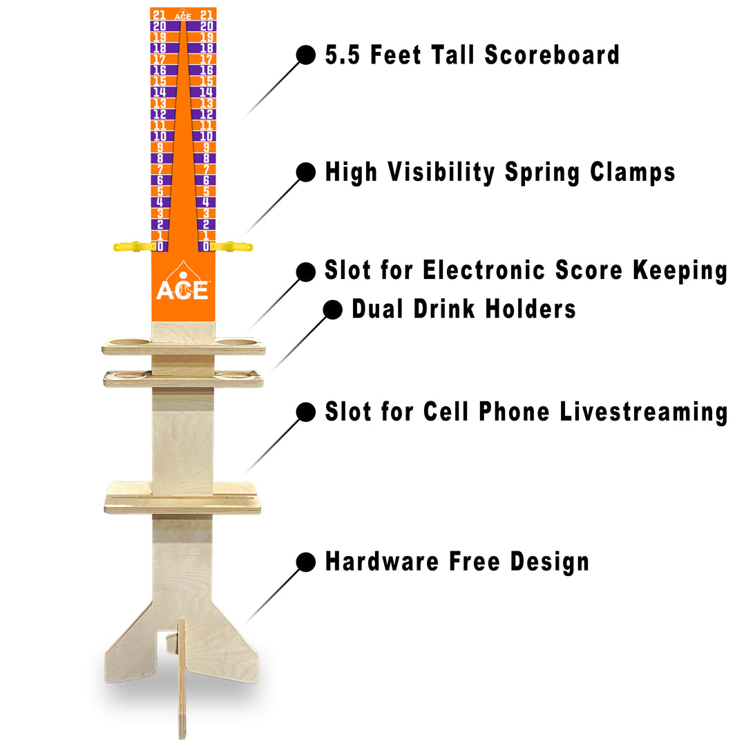 Elite Cornhole Scoreboard Triangle Edition (Orange/Purple)