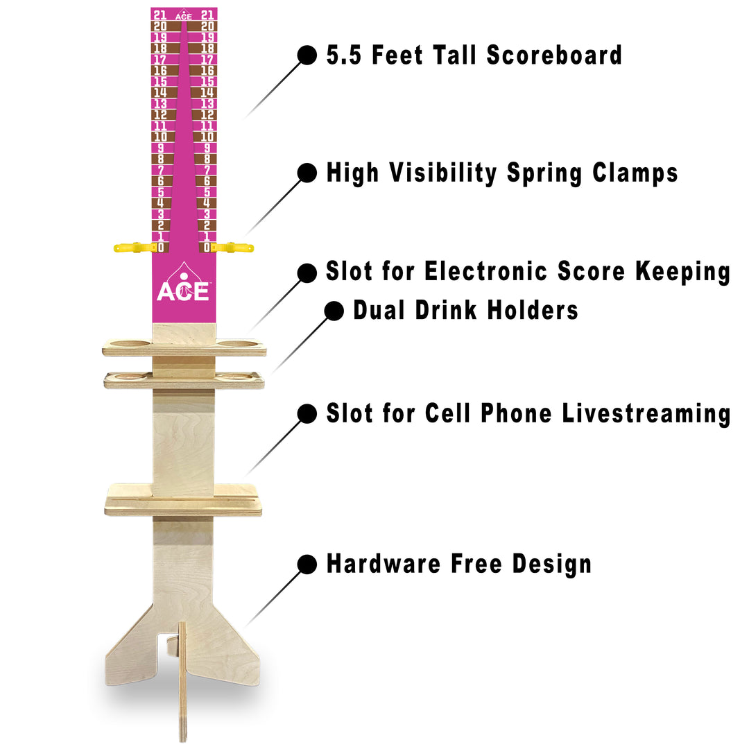 Elite Cornhole Scoreboard Triangle Edition (Pink/Brown)