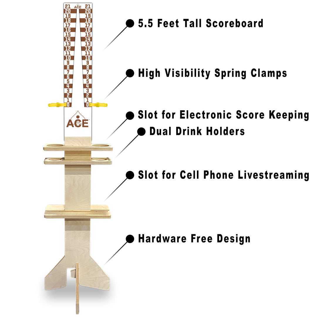 Elite Cornhole Scoreboard Triangle Edition (White/Brown)