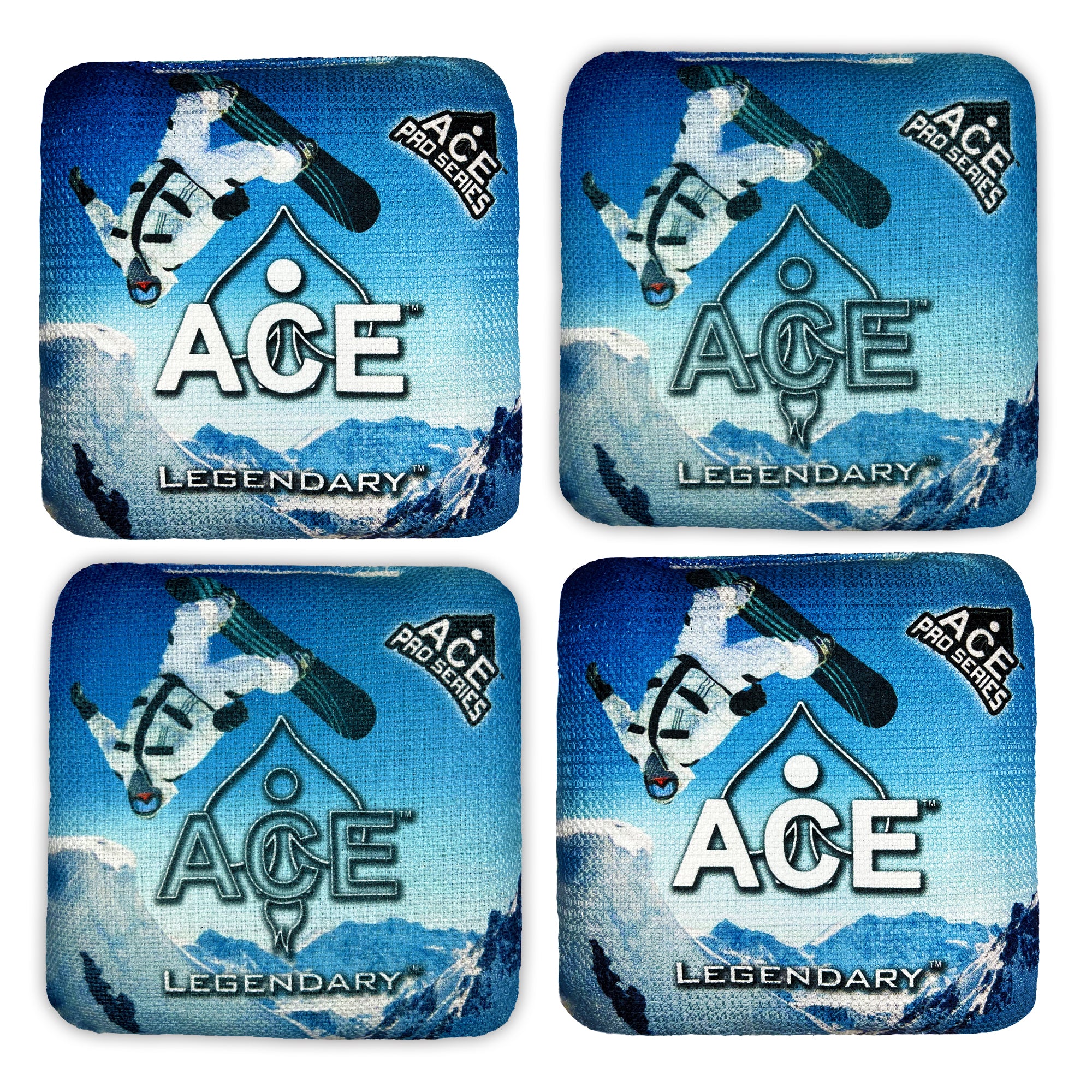 Legendary Snowboarder Cornhole Bag Kit | 4 Bags + Break-In Kit +