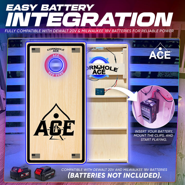 Pro Light Kit for Cornhole Boards – Bluetooth Controlled, Compatible with DeWalt & Milwaukee Batteries (Boards & Batteries Not Included)
