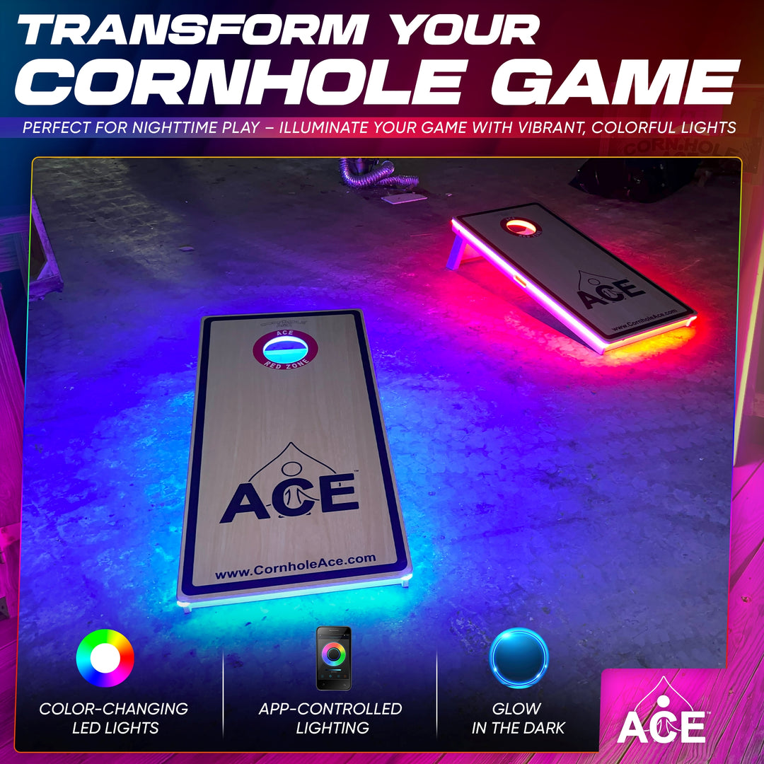 Pro Light Kit for Cornhole Boards – Bluetooth Controlled, Compatible with DeWalt & Milwaukee Batteries (Boards & Batteries Not Included)