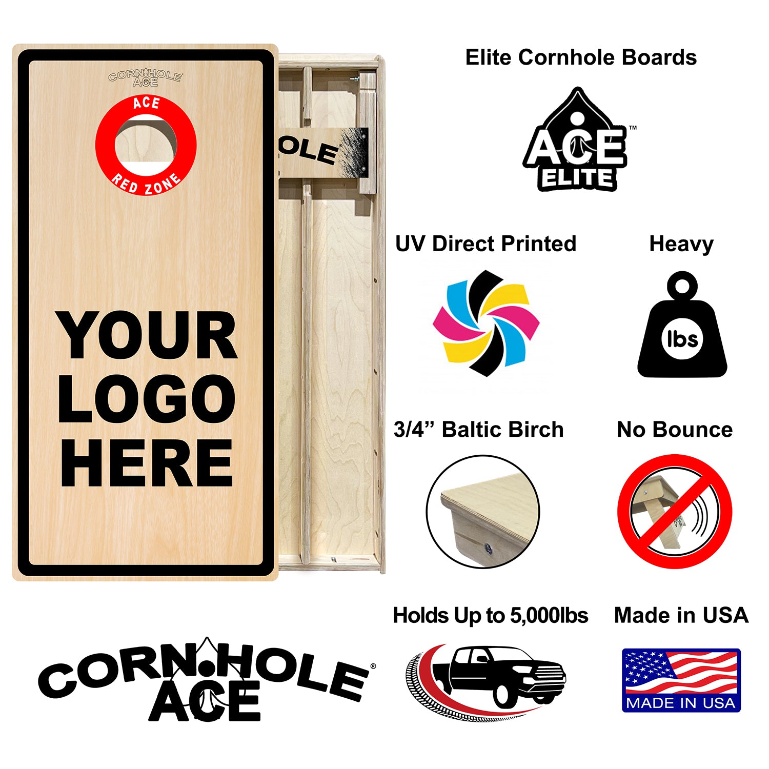 Custom ACE Red Zone Cornhole Board Set | Elite Professional