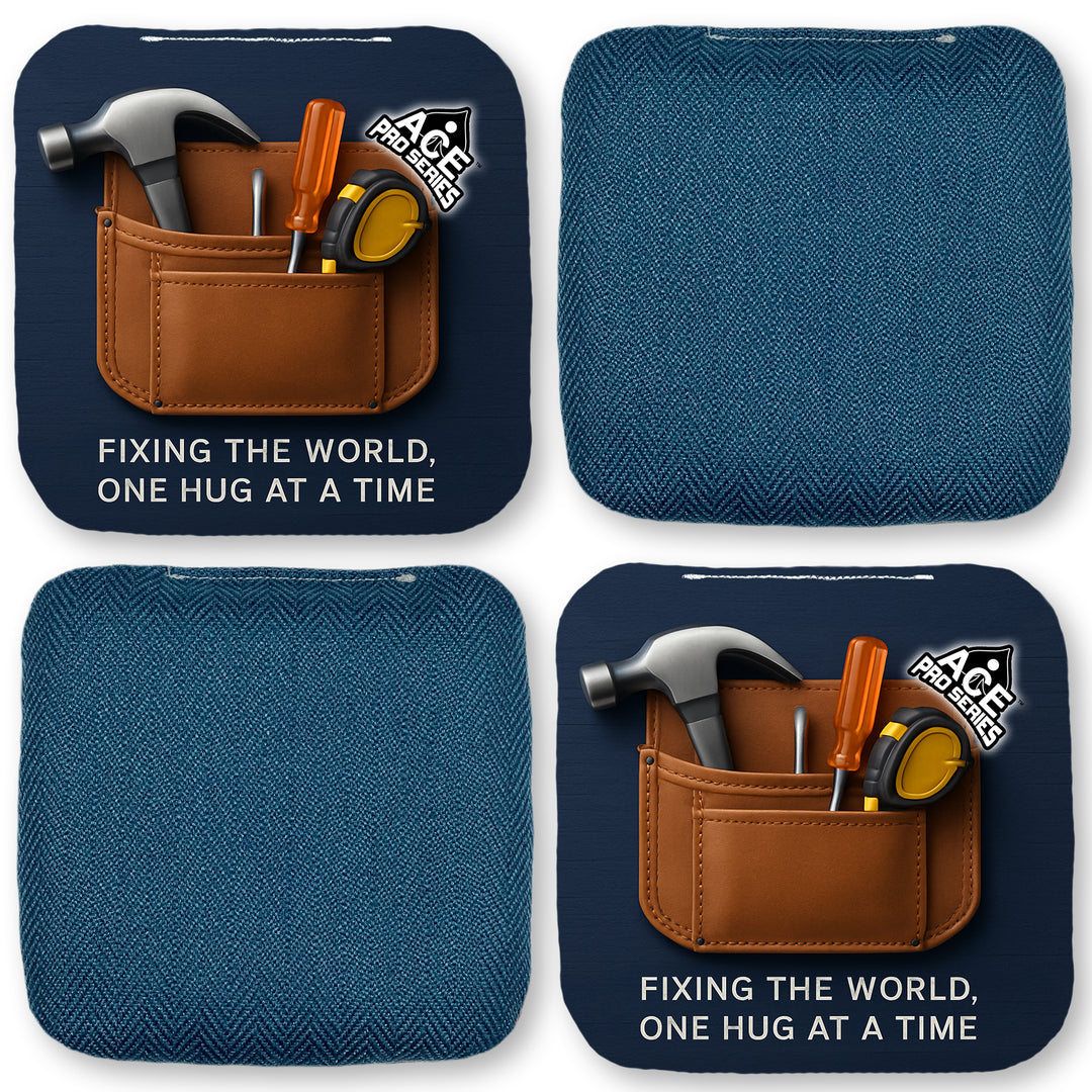 Dad's Toolbelt - Navy Blue Carpet - ACE Pro Carpet Cornhole Bags