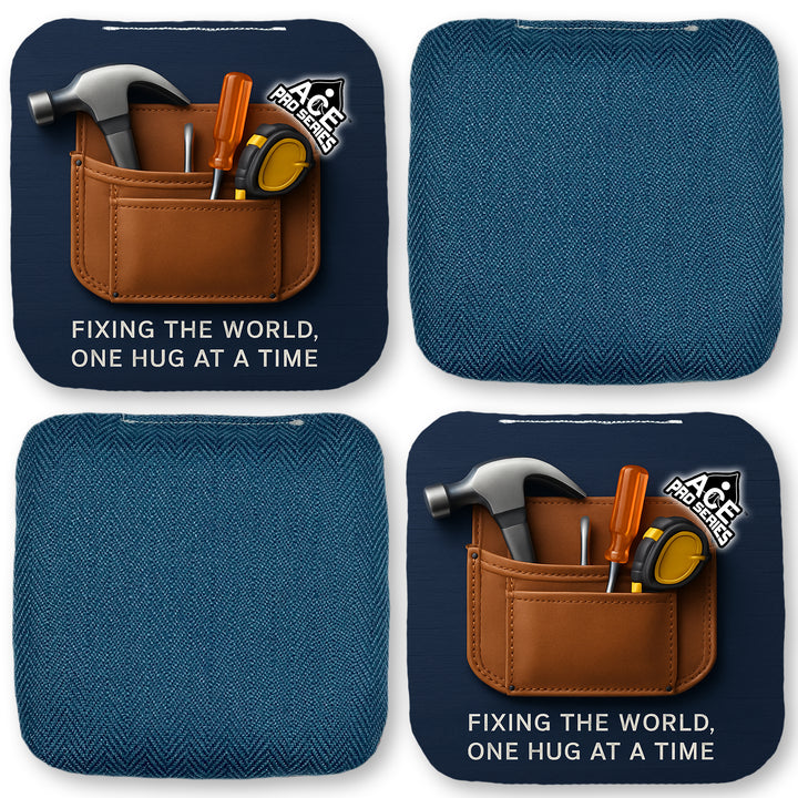Dad's Toolbelt - Navy Blue Carpet - ACE Pro Carpet Cornhole Bags