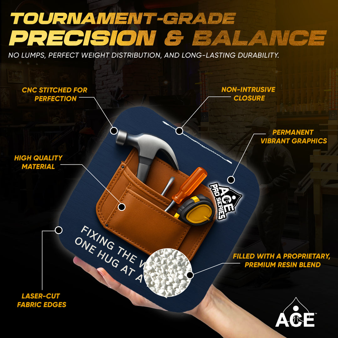 Dad's Toolbelt - Navy Blue Carpet - ACE Pro Carpet Cornhole Bags
