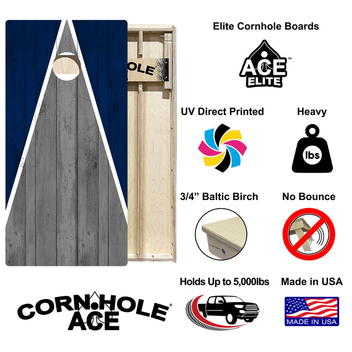 Dallas Tailgate Triangle Design (Blue and Silver) - Cornhole Board Set - Elite