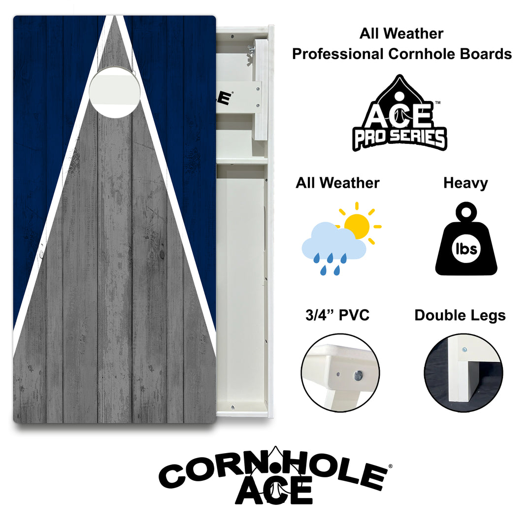 Dallas Tailgate Triangle Design (Blue and Silver) - Cornhole Board Set - All Weather