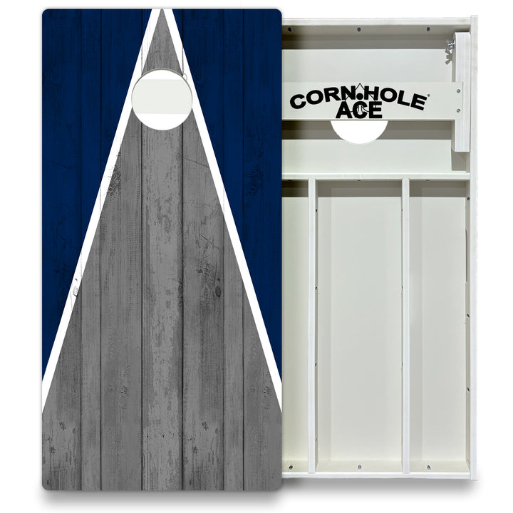 Dallas Tailgate Triangle Design (Blue and Silver) - Cornhole Board Set - All Weather