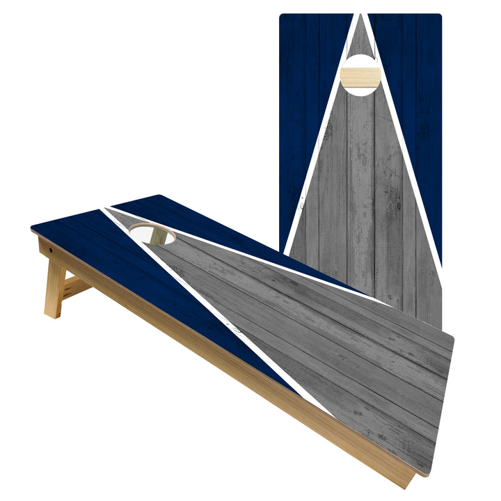 Dallas Tailgate Triangle Design (Blue and Silver) - Cornhole Board Set - Intermediate