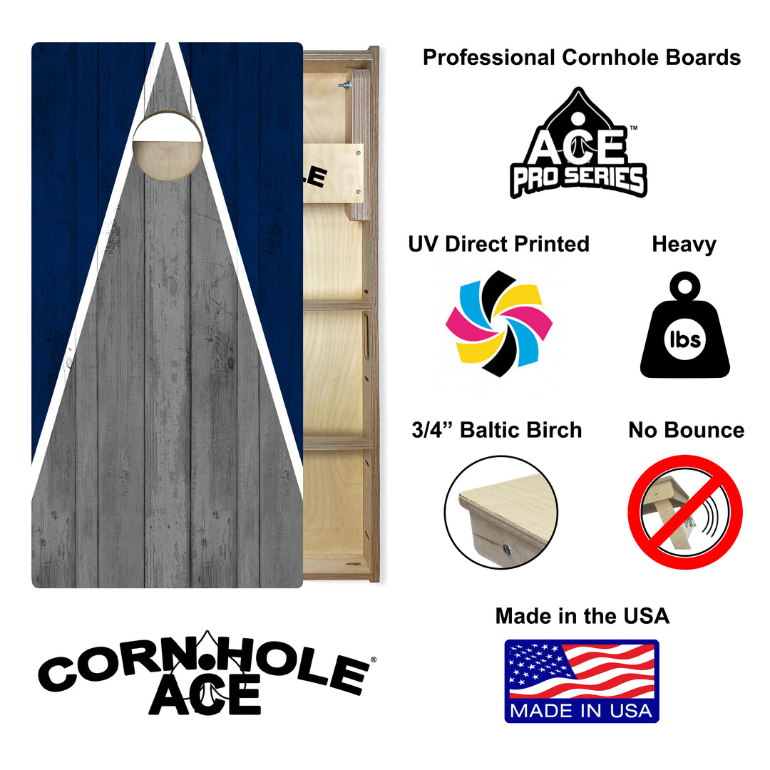 Dallas Tailgate Triangle Design (Blue and Silver) - Cornhole Board Set - Professional