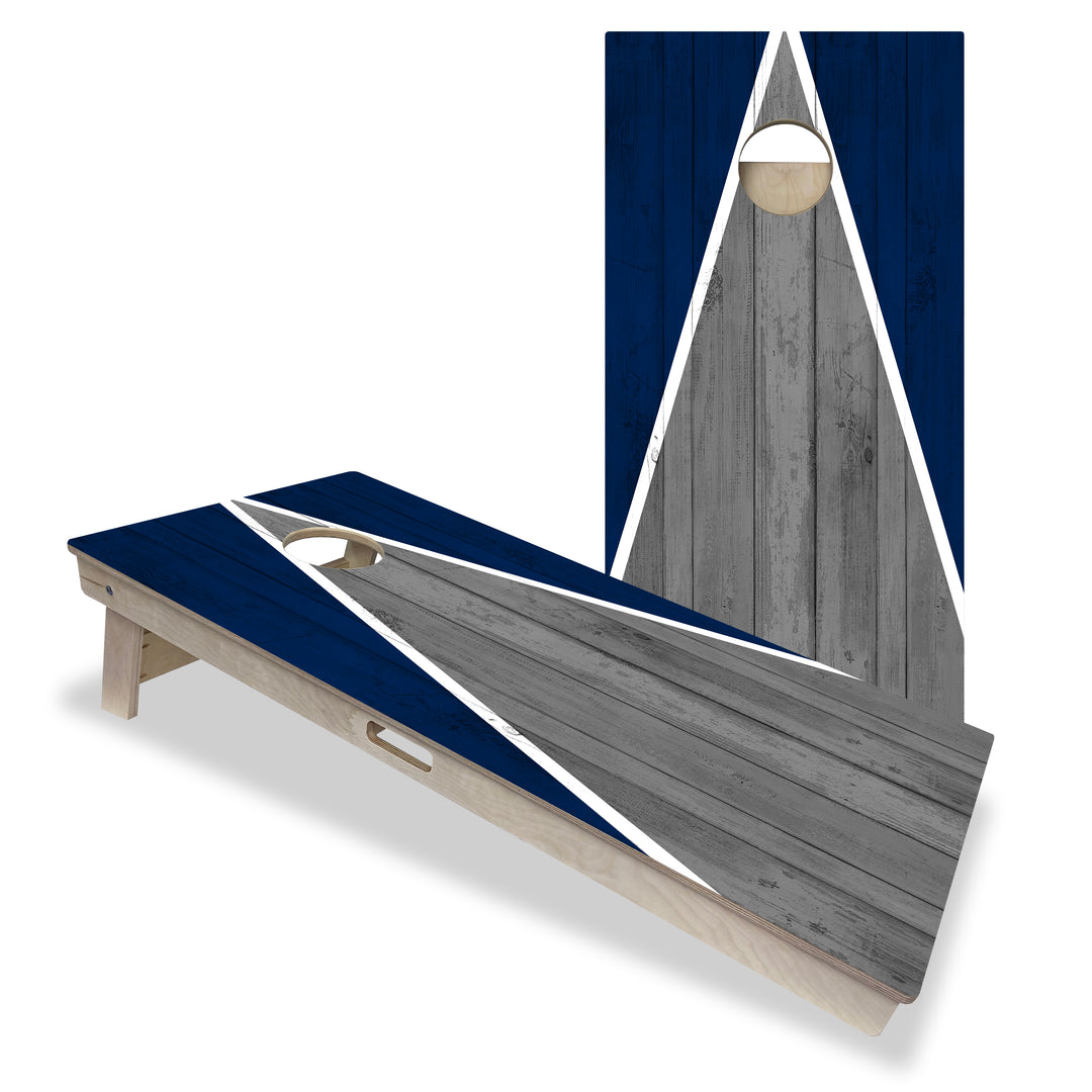 Dallas Tailgate Triangle Design (Blue and Silver) - Cornhole Board Set - Professional