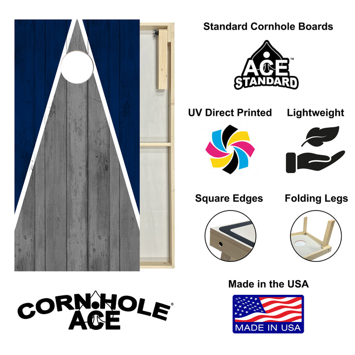 Dallas Tailgate Triangle Design (Blue and Silver) - Cornhole Board Set - Standard