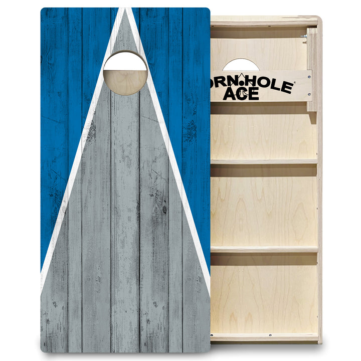 Detroit Tailgate Triangle Design (Blue and Silver) - Cornhole Board Set - Professional