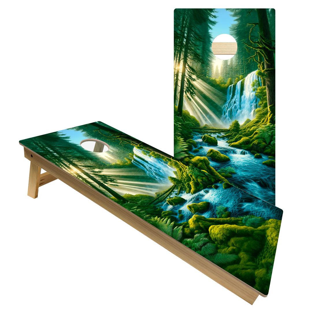 Emerald Tree Falls - Cornhole Board Set - Intermediate