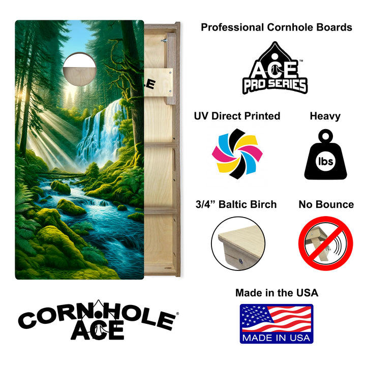 Emerald Tree Falls - Cornhole Board Set - Professional