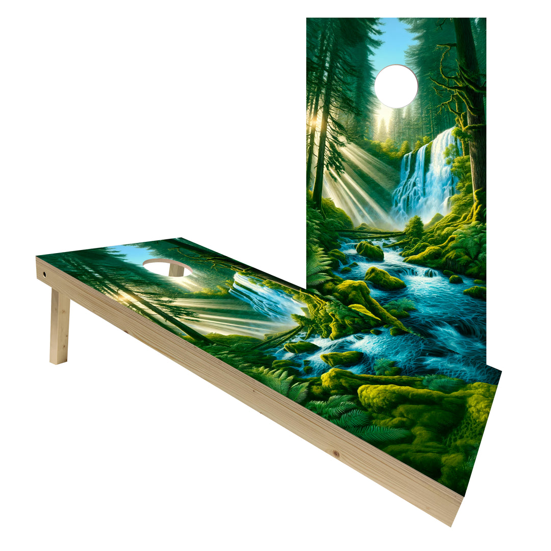 Emerald Tree Falls - Cornhole Board Set - Standard