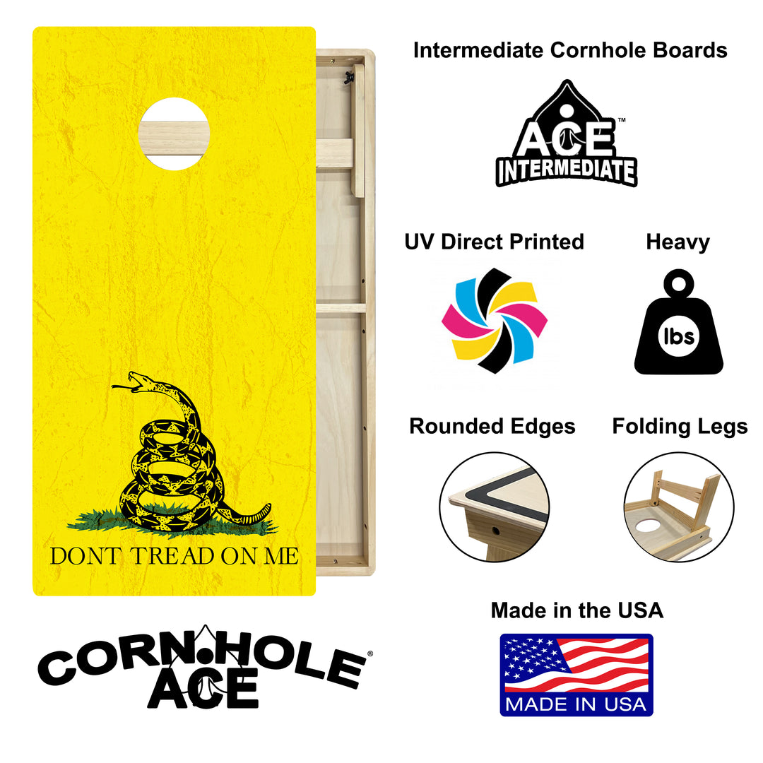 Don't Tread on Me - Gadsden Flag - Cornhole Board Set - Intermediate